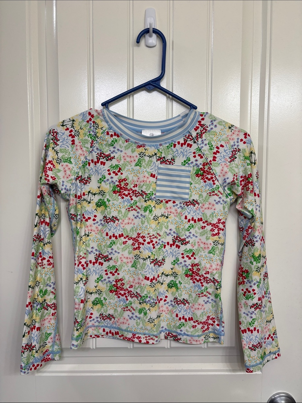 Hanna Andersson Kids Floral Rashguard - White with Red, Green, Blue Accents